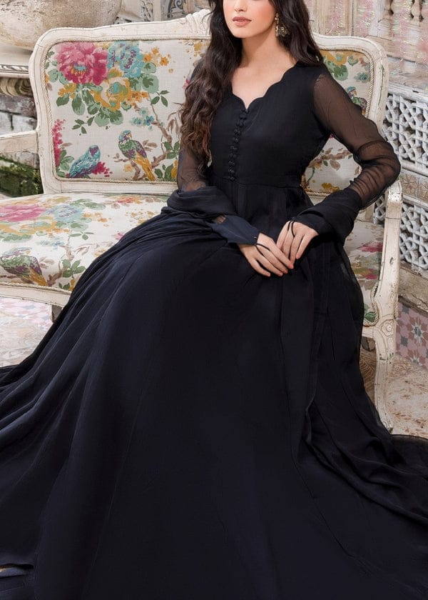 JET BLACK FROCK 2PC STITCHED