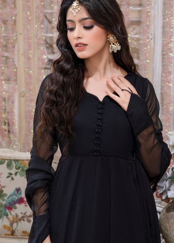 JET BLACK FROCK 2PC STITCHED