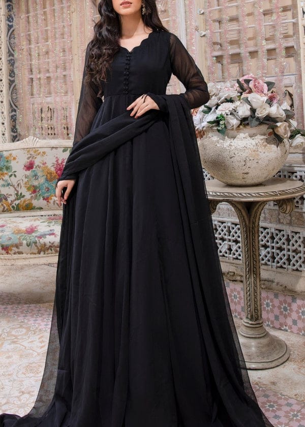 JET BLACK FROCK 2PC STITCHED