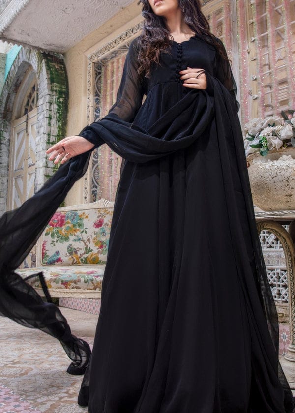 JET BLACK FROCK 2PC STITCHED