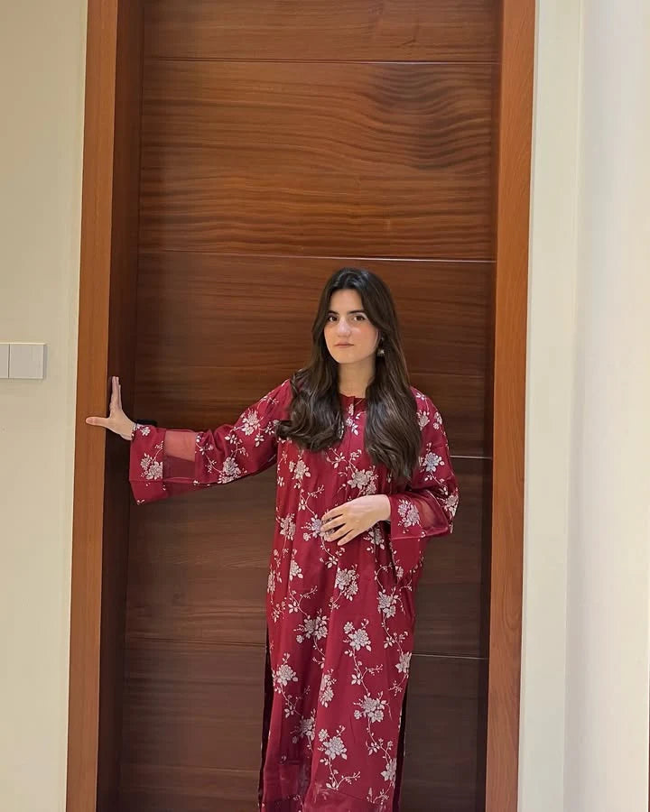 Maroon Floral 2 PC PRINTED